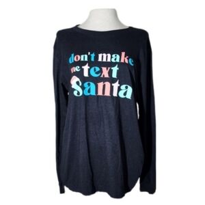 Things She Loves Santa Long Sleeve T-Shirt Black Plus Size XXL